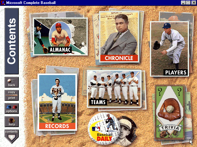 Microsoft Complete Baseball - Menu